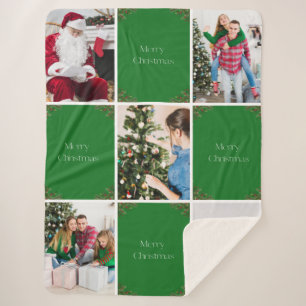 Create Your Own Christmas Photo Collage Sherpa Blanket
