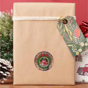 Create your own Christmas photo return address Classic Round Sticker