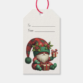 Create Your Own Christmas Plaid Gnome Pyjamas Gift Tags