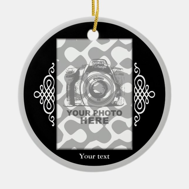 Create Your Own Circle Ornament Black Elegant (Front)