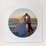 Create Your Own Circle Shape Wedding Jigsaw Puzzle<br><div class="desc">A circle shape template for your destination wedding or island honeymoon photo. Customise the background colour if you'd like a colourful look for your photo gift. You can also create your own personalised text to add a personal touch. This template will create a circle photo against a lot of empty...</div>