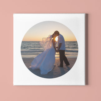 Create Your Own Circle Shape Wedding Photo Canvas Print