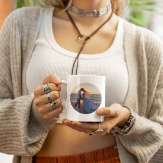 Create Your Own Circle Shape Wedding Photo Coffee Mug