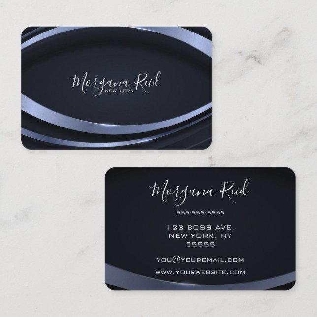 Create Your Own Circular Blue Design Business Card (Front/Back)