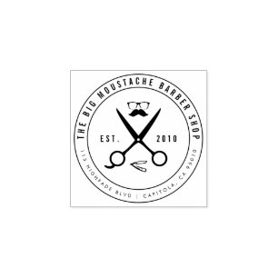Create Your Own Circular Hipster Barber Shop Logo Rubber Stamp