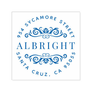 Create Your Own Circular Ornament Return Address Self-inking Stamp