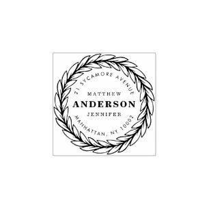 Create Your Own Circular Wreath Return Address Rubber Stamp