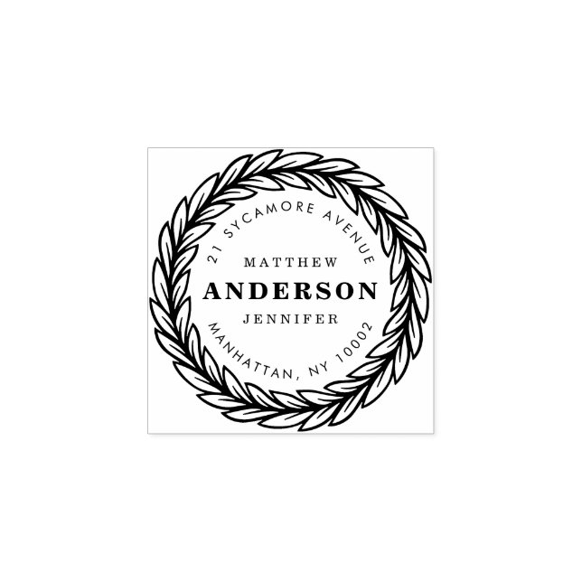 Create Your Own Circular Wreath Return Address Rubber Stamp (Imprint)