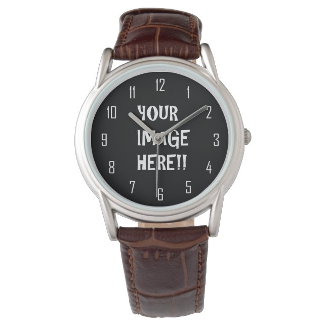 Create Your Own Classic Brown Leather Strap Watch (Front)