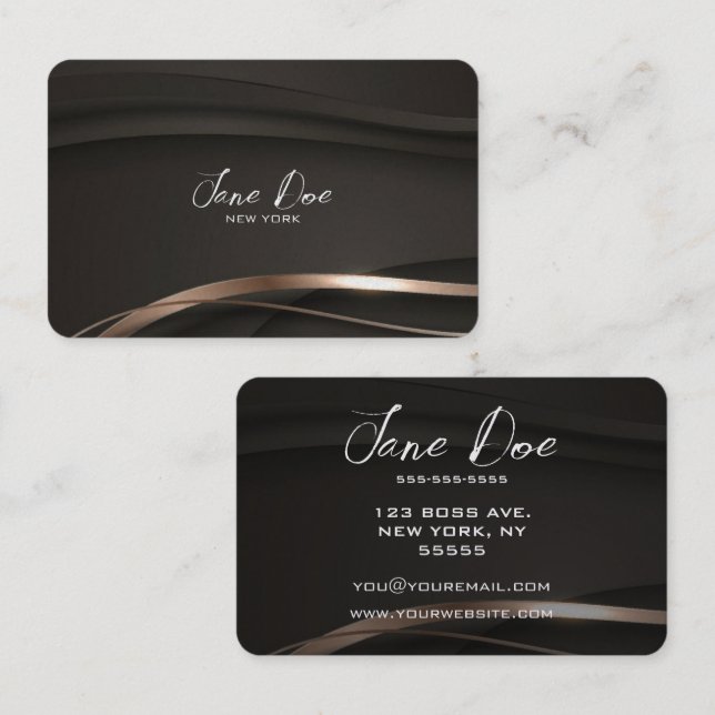 Create Your Own Classic Gold Ribbon Black Business Card (Front/Back)