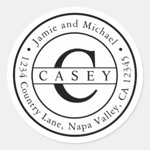 Create Your Own Classic Monogram Return Address Round Sticker