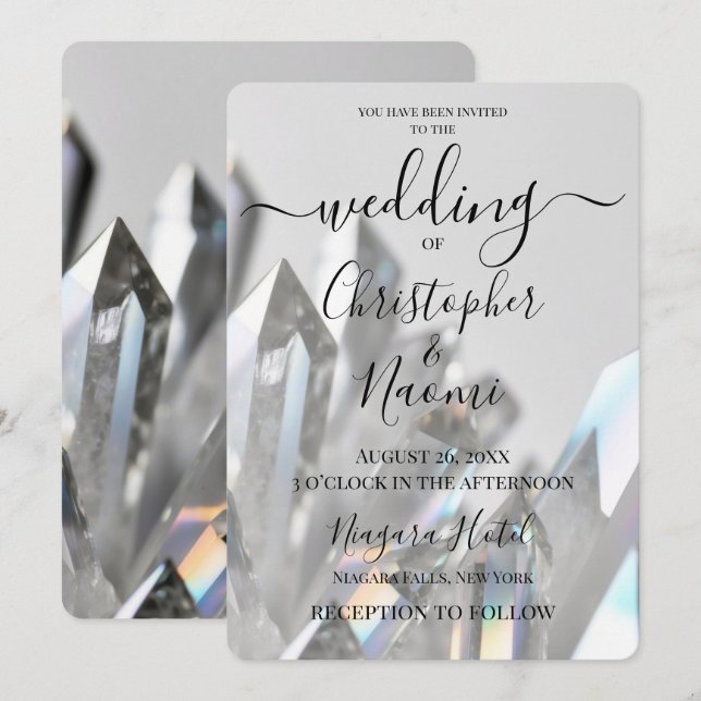 Create Your Own Clear Crystals Grey Wedding Invitation (Front/Back)