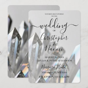 Create Your Own Clear Crystals Grey Wedding Invitation