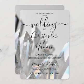 Create Your Own Clear Crystals Grey Wedding Invitation