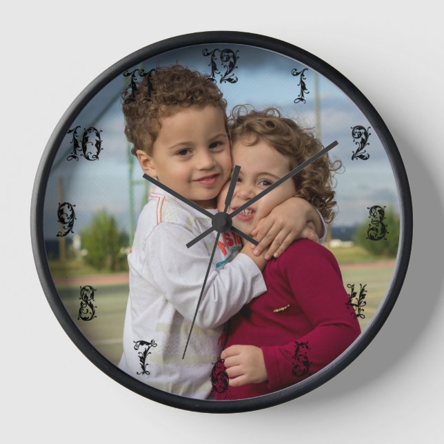 CREATE YOUR OWN CLOCK WITHBLACK FANCY NUMERS (Front)