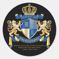 Create Your Own Coat of Arms Blue Gold Lion Emblem
