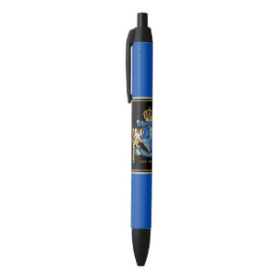 Create Your Own Coat of Arms Blue Gold Lion Emblem Ink Pen