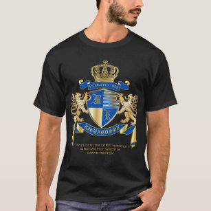 Create Your Own Coat of Arms Blue Gold Lion Emblem T-Shirt