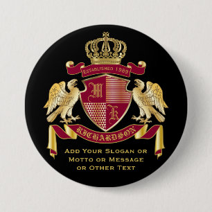 Create Your Own Coat of Arms Red Gold Eagle Emblem 7.5 Cm Round Badge