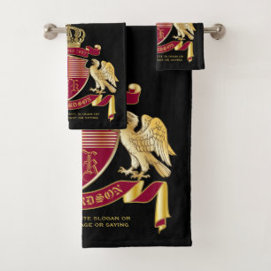 Create Your Own Coat of Arms Red Gold Eagle Emblem Bath Towel Set