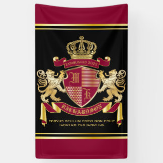 Create Your Own Coat of Arms Red Gold Lion Emblem Banner