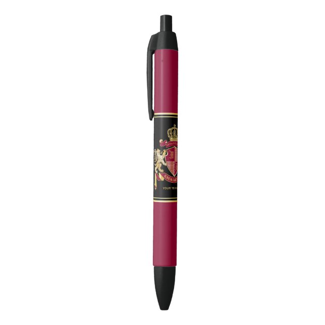 Create Your Own Coat of Arms Red Gold Lion Emblem Black Ink Pen (Top (Vertical))