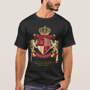 Create Your Own Coat of Arms Red Gold Lion Emblem T-Shirt