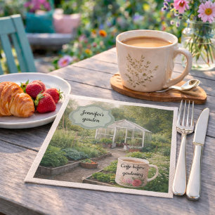 Create your own Coffee before gardening photo Napkin