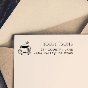 Create Your Own Coffee Cup Return Address Self-inking Stamp