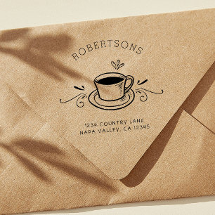 Create Your Own Coffee Cup Return Address Self-inking Stamp