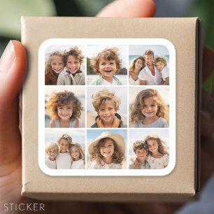 Create Your Own Collage - Modern 9 Photo Square Sticker