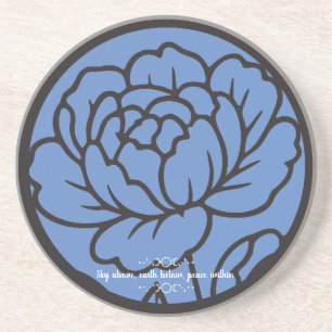 Create Your Own Colour Choice Black Peony Outline Coaster