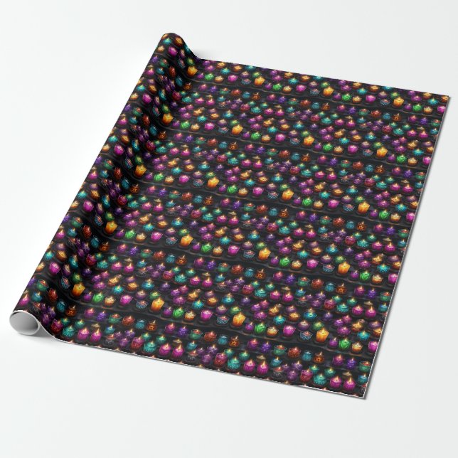 Create Your Own Colourful Altar Candles Black Wrapping Paper (Unrolled)