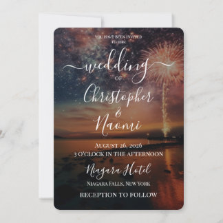 Create Your Own Colourful Beach Fireworks Wedding Invitation
