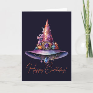 Create Your Own Colourful Bejeweled Witch Hat Holiday Card