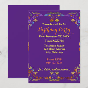 Create Your Own Colourful Birthday Party Invitatio Invitation