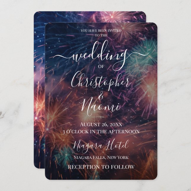 Create Your Own Colourful Fireworks Invitation (Front/Back)