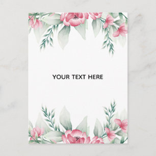 Create Your Own Colourful Floral Border Announcement Postcard