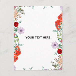 Create Your Own Colourful Floral Border Announcement Postcard