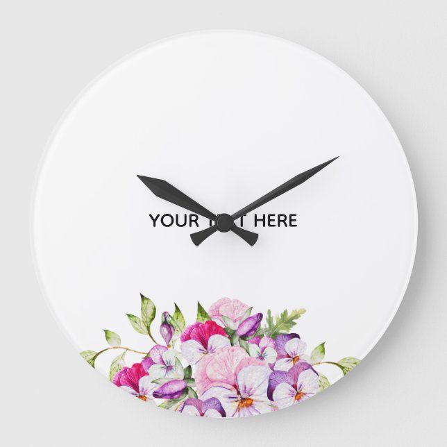 Create Your Own Colourful Floral Border  Large Clock (Front)