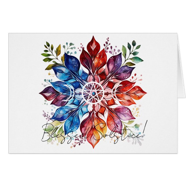 Create Your Own Colourful Floral Snowflake Yule (Front Horizontal)