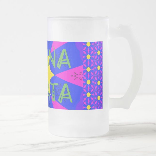Create Your Own Colourful Hakuna Matata cute prett Frosted Glass Beer Mug (Right)