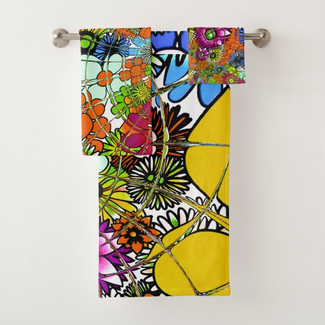 .Create your own Colourful infinity floral Stylish Bath Towel Set (Insitu)