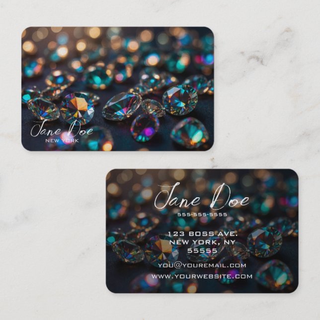 Create Your Own Colourful Iridescent Jewels Business Card (Front/Back)