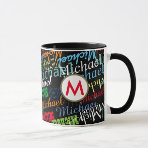create your own colourful name pattern mug