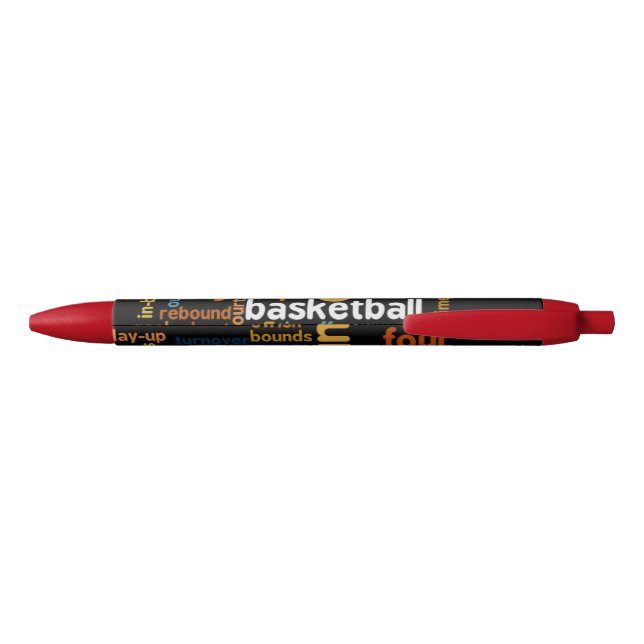 Create Your Own Colourful Text Basketball  pretty Black Ink Pen (Back)