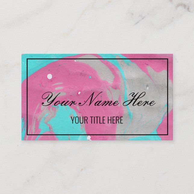 Create Your Own Colourful Watercolor Marble Business Card (Front)