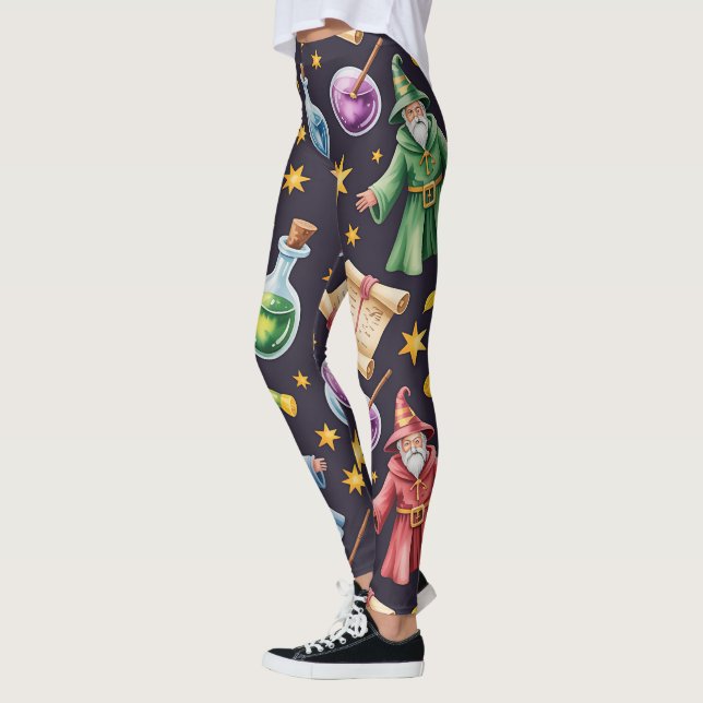 Create Your Own Colourful Wizard Potions Scrolls Leggings (Left)