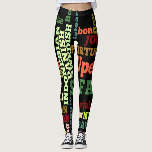 Create your own Colourful World National Languages Leggings (Front)