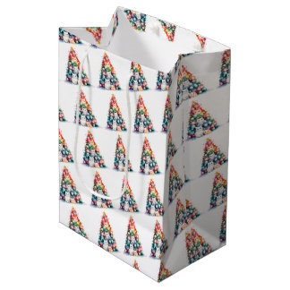 Create Your Own Colourful Xmas Tree & Kittens Medium Gift Bag